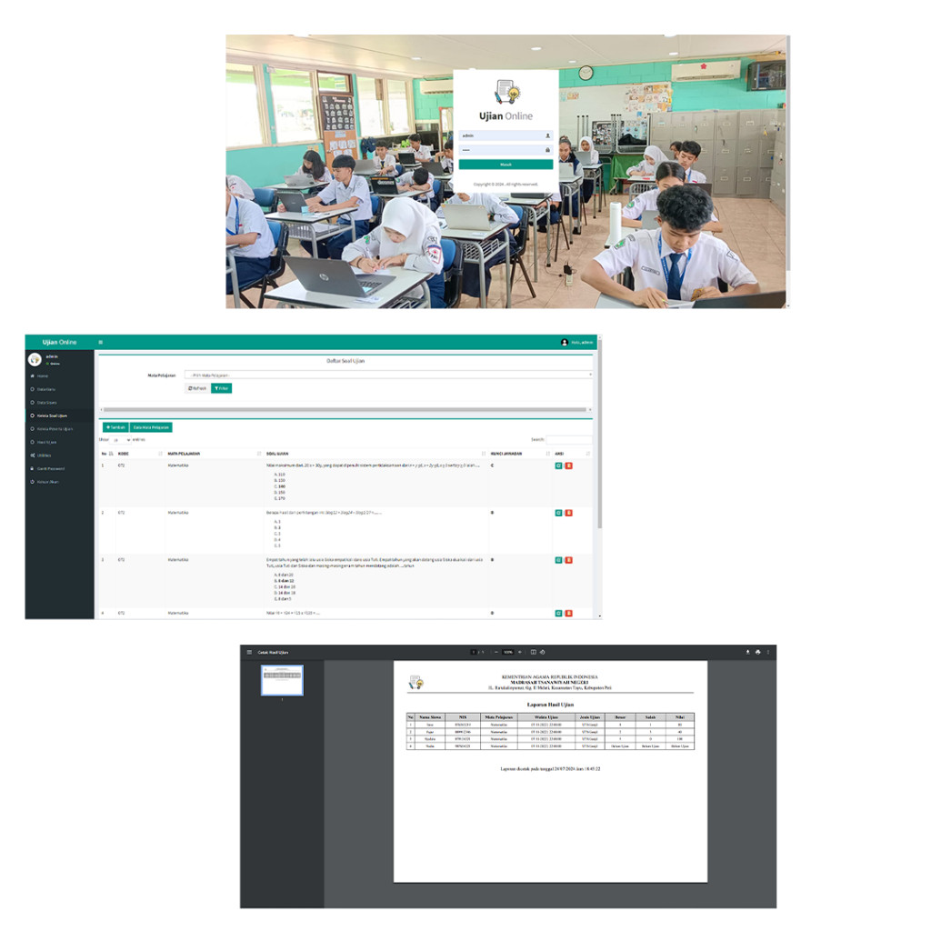 Software Ujian Online Siswa Sekolah, Bimbel, atau tugas Source Code Aplikasi Ujian Online