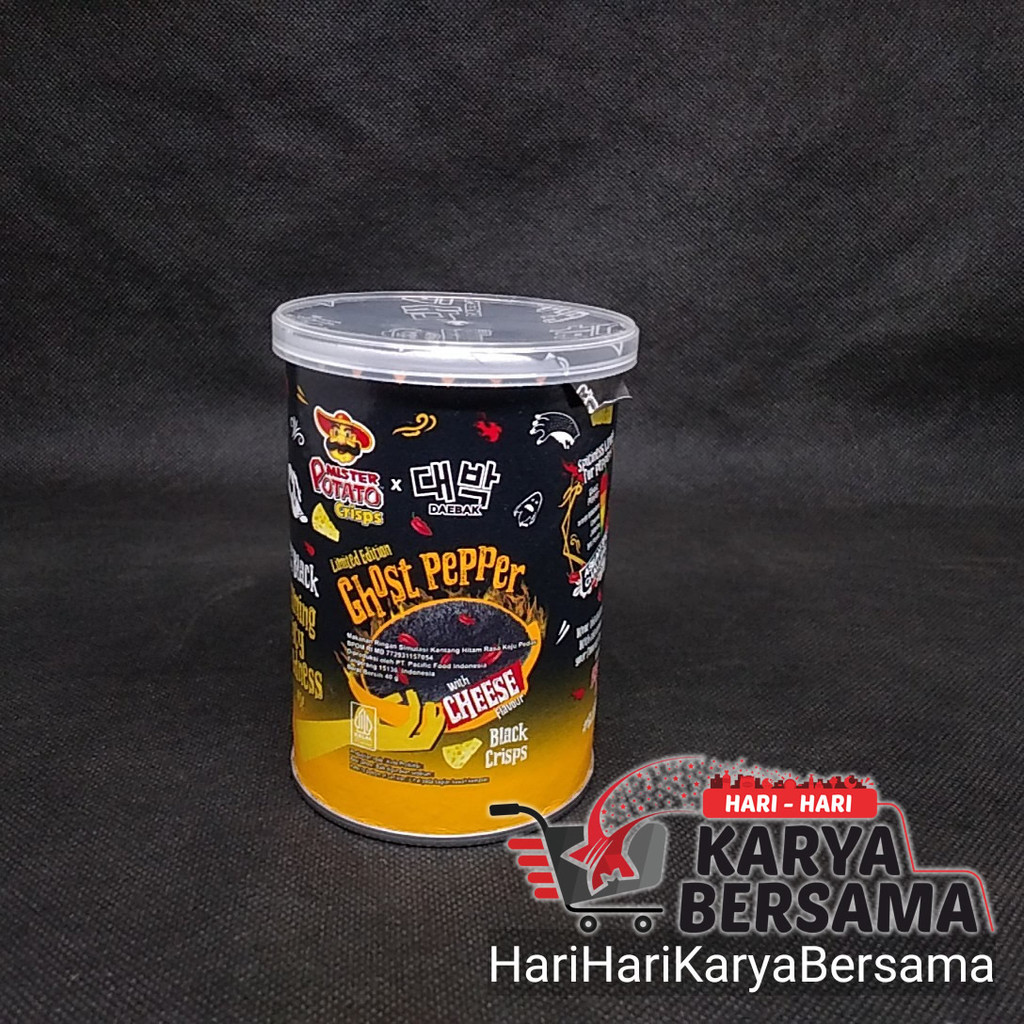 

MAKANAN RINGAN MISTER POTATO CRISPS GHOST PEPPER BLACK CHEESE FLAVOUR 40GR