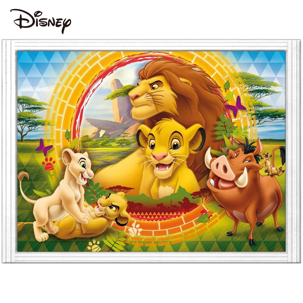 

Disney Lion King Embroidery Animal Needlework Simba Cross Stitch Cartoon Art White Canvas New Arrivals Kits Home Decoration