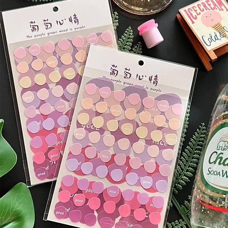 

3 Sheet/bag Kawaii Stationery Sticker Dopamine Color Series Floral Love Round Pot Scrapbook Sticker Simplicity Cheap Sticker