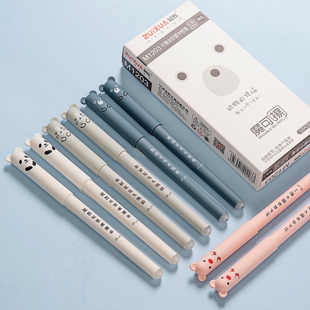 

4/50 Pcs/Set Kawaii Pig Bear Cat Mouse Erasable Gel Pen School Office Supplies Stationery Gift 0.35mm Blue Black Ink