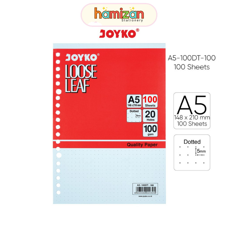 

Loose Leaf A5 Dot Dotted 100 lembar / Kertas File Titik Bintik A5-100DT-100 Joyko