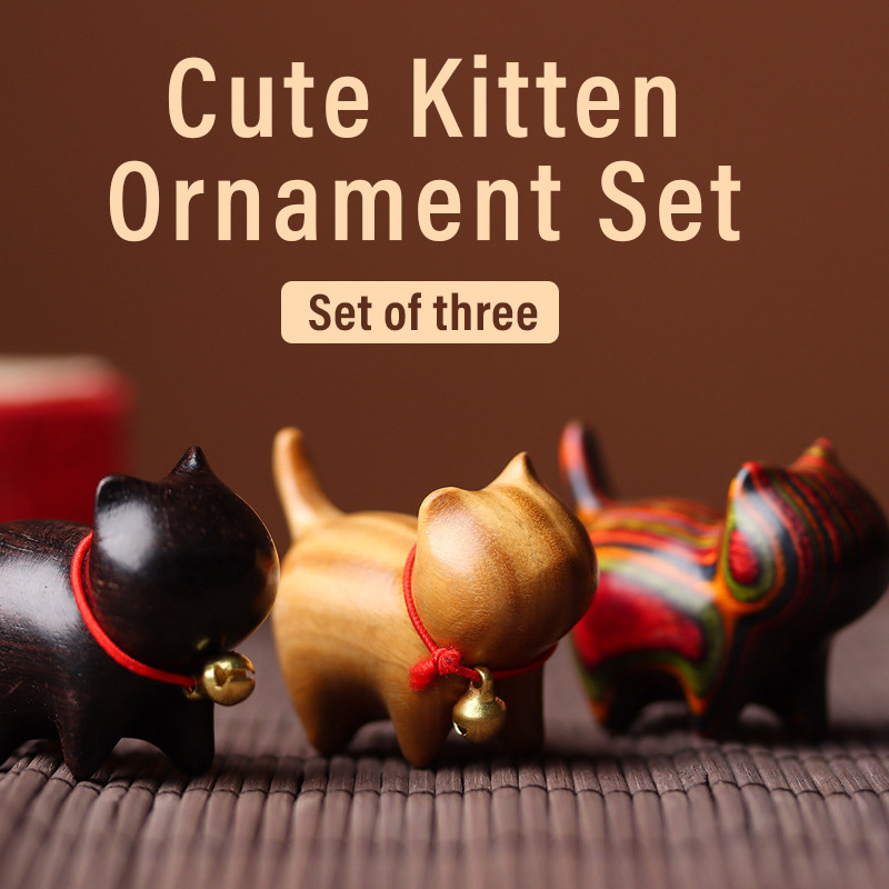 

Miniature things Sculptures Cat Ornaments Set Cute Colored Wooden Cat Desktop Office Accessories Home Decoration Gift souvenirs