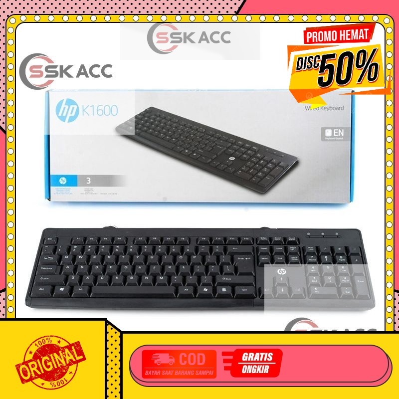 Keyboard HP K-1600 / Keyboard USB HP / Keyboard Wired Branded HP GROSIR-KOMPUTER