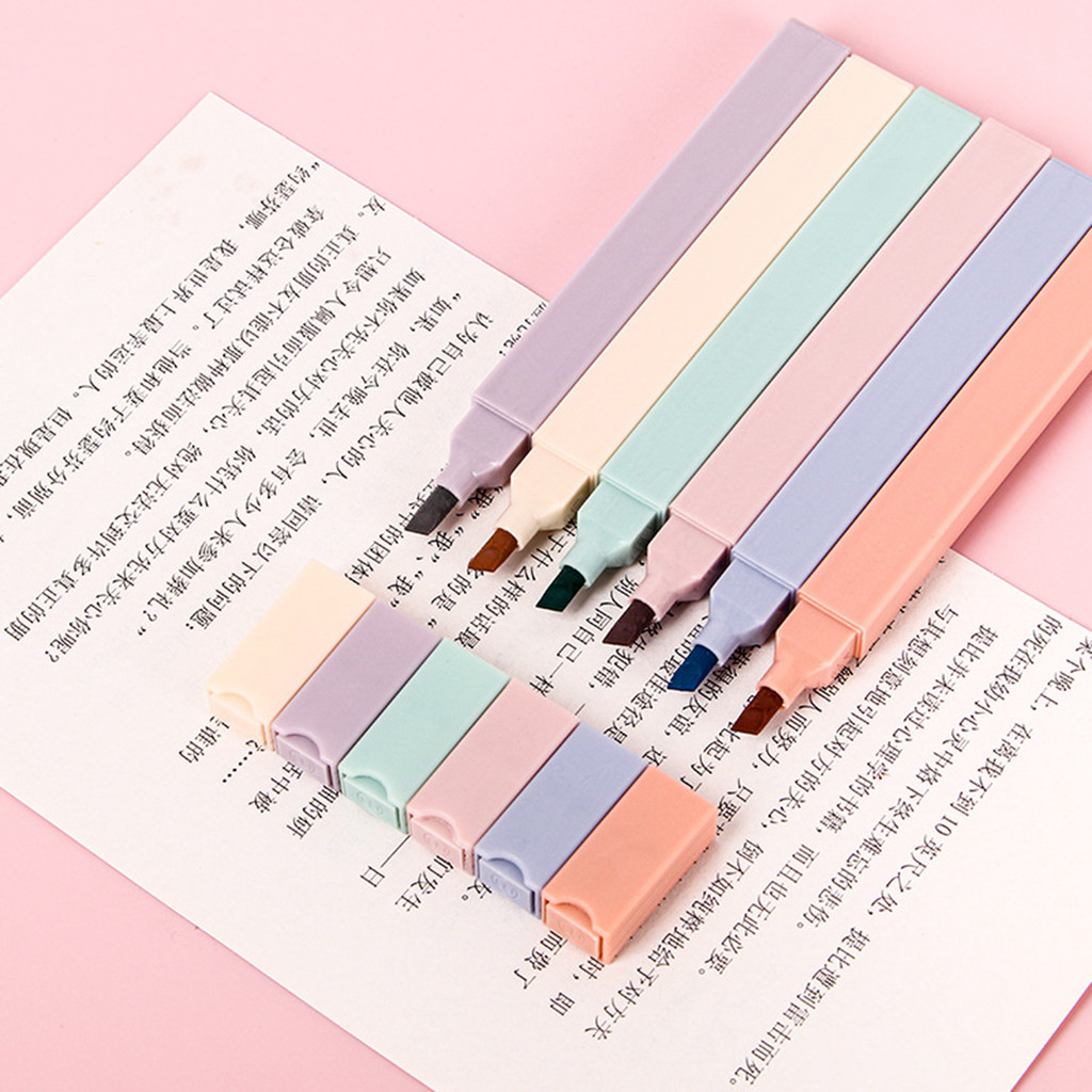 

6PCS Kawaii Highlighter Pens Set Writing Pastel Marker Fluorescent Coloured Pen Student Stationery Highlighter Set