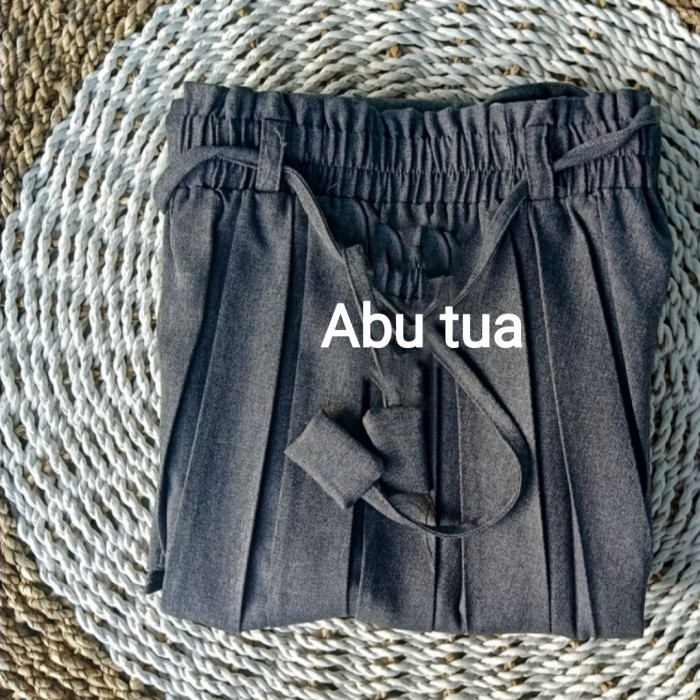 Rok Plisket premium/Rok kerja/korean style - abu tua, XL