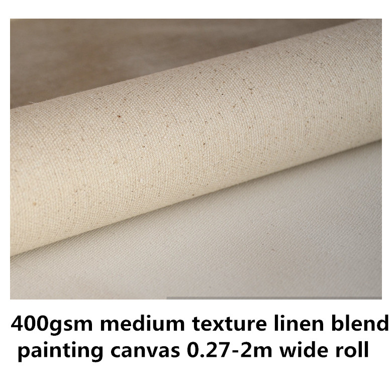 

Acid Free Acrylic Priming 400gsm linen blend medium texture painting canvas 5 meters long roll