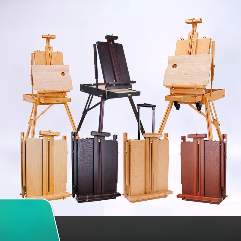 

Italy Beech Wood Sketching Portable Wooden Rod Oil Painting Box Sketch Painting Frame Easels