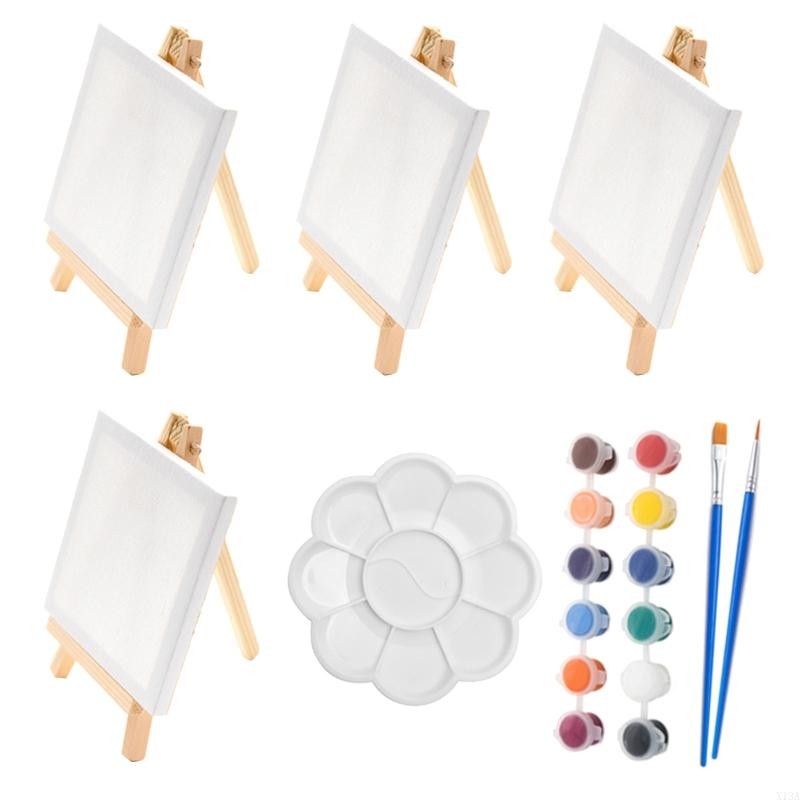 

X13A Easel and Art Canvas Painting Set with Acrylics Paint Paint Brush Palettes for Kid Acrylics Watercolor Oil Drawing