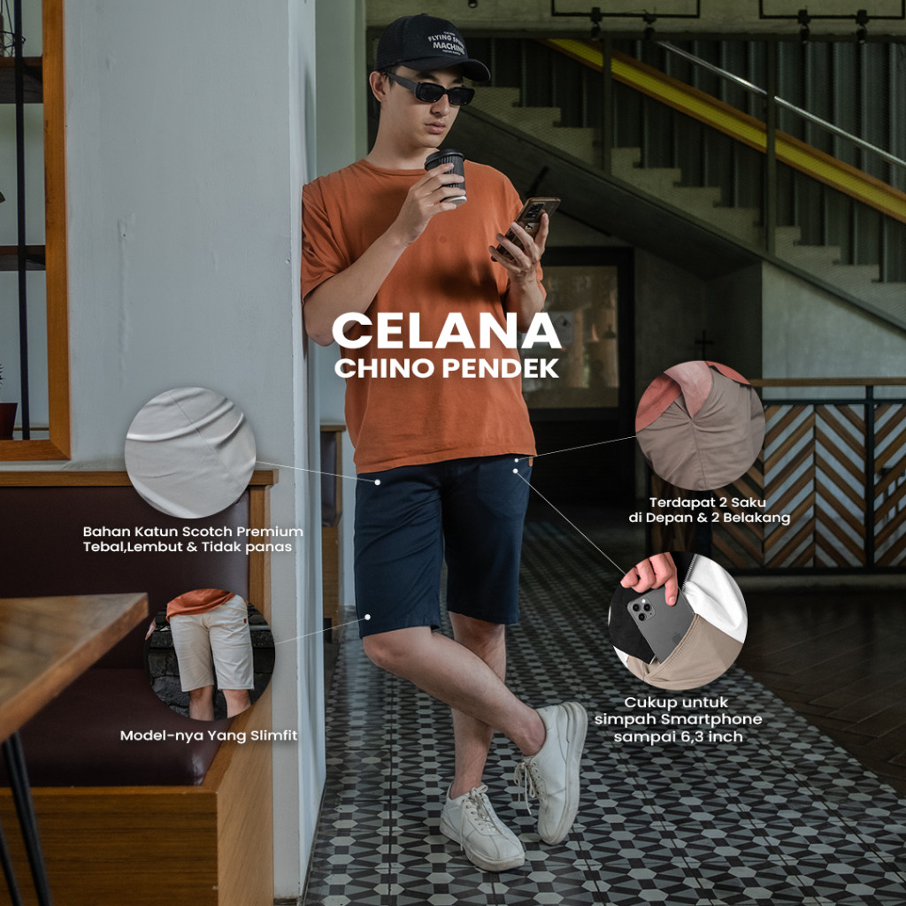 Celana Chino Pendek Pria Original Katun Scoth Premium