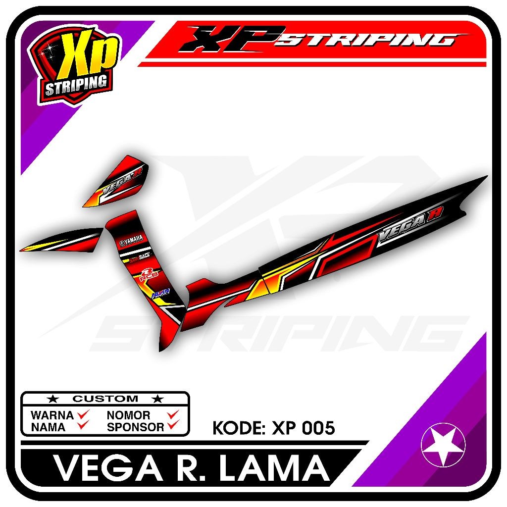 Striping Vega R Lama/Old - Sticker Striping Yamaha Vega R Lama/Old Desain Racing