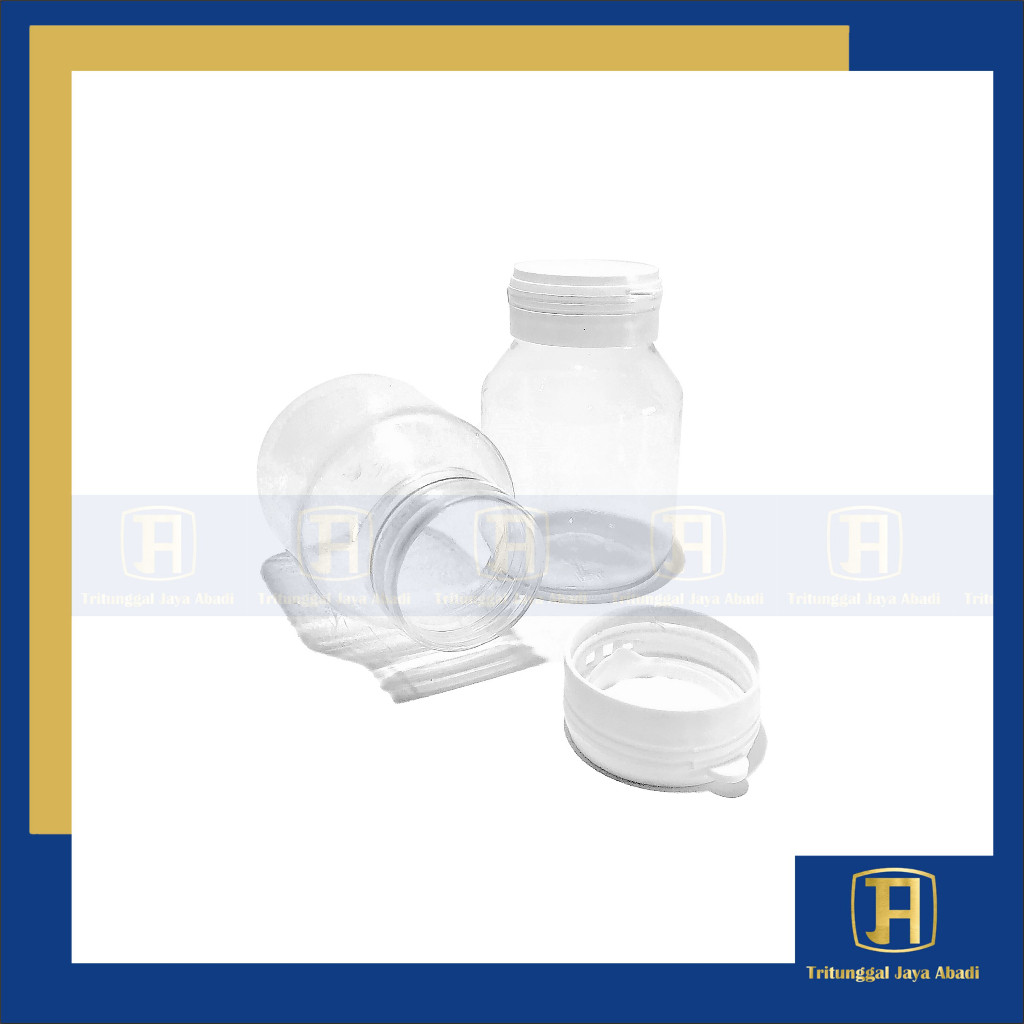 Botol Kapsul Obat Herbal 60 Bulat PET – Bening & Putih | Kapasitas 60 Kapsul, 140ml, Model Bulat PET
