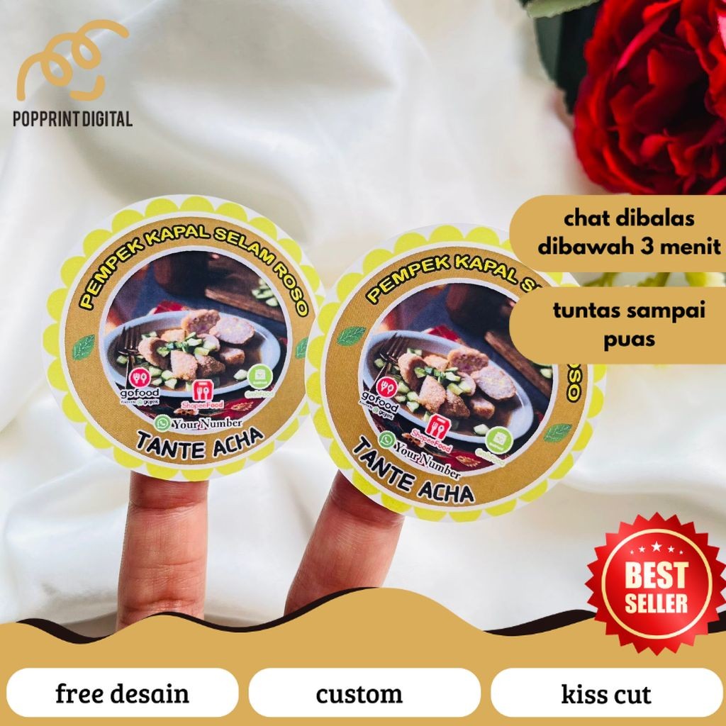 

PopPrints Sticker Chromo Bulat Edisi Pempek Tekwan Makanan Khas Palembang Free Desain Murah Uk.Kecil