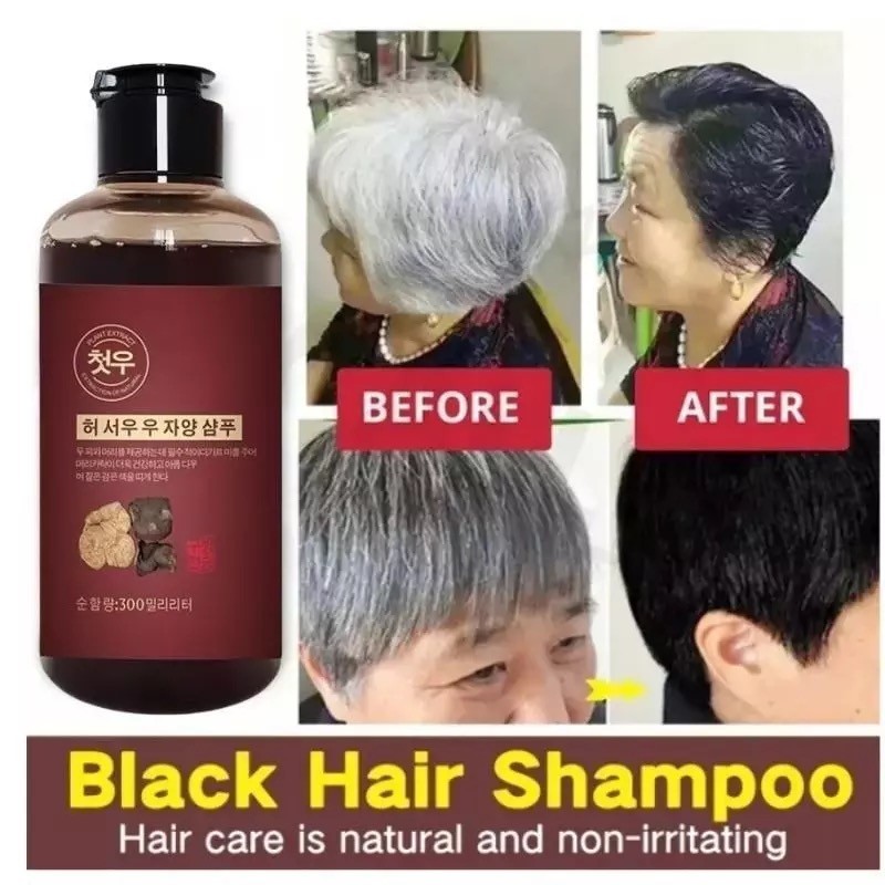 100%ORI Shampo rambut putih rambut hitam rambut coklat Shampo Penghilang Uban Black Herbal Natural C