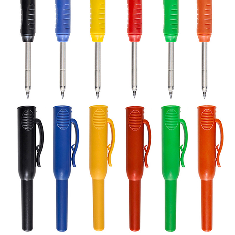 

Mechanical Solid Carpenter Pencil Set with Cap Carpenter Scribing Deep Mouth Marking Tool with Built-In Sharpener Marking Pencil