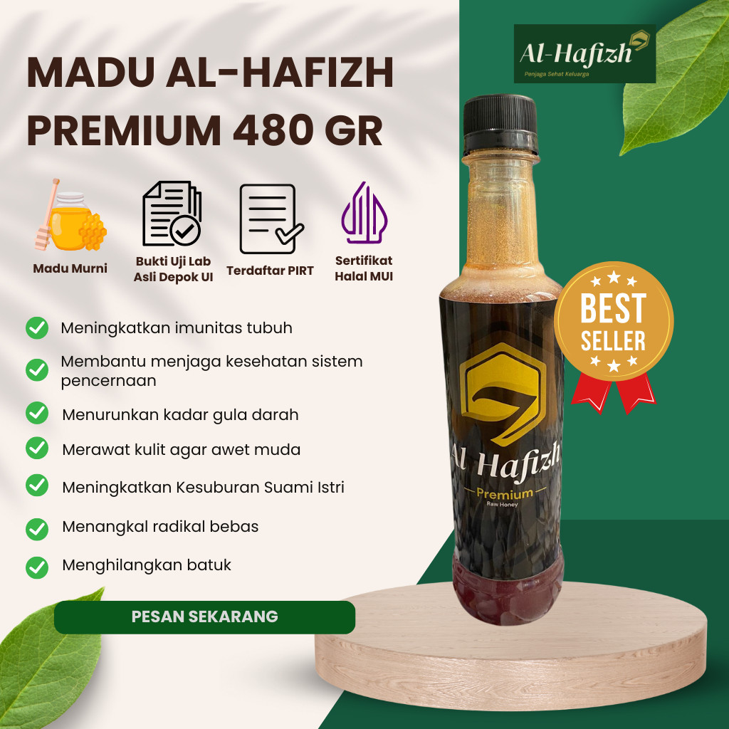 

Madu Hutan Asli Al-Hafizh Premium 480 g - Teruji Asli Lab UI Depok - Sertifikasi Halal MUI