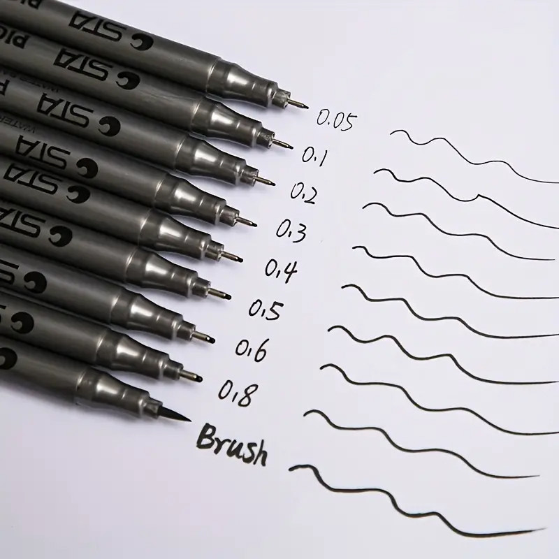 

1pc Pigment Liner Pigma Micron Ink Marker Pen 0.05 0.1 0.2 0.3 0.4 0.5 0.6 Different Tip Black Fineliner Sketching Pens