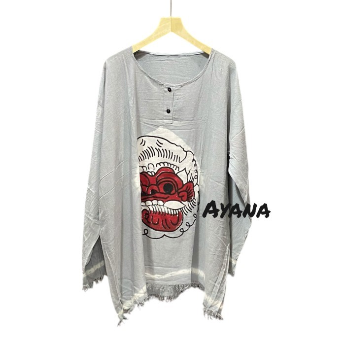 Premium  Baju barong bali jumbo pria dan wanita  motif barong lengan panjang  kaos bali  katun adem 