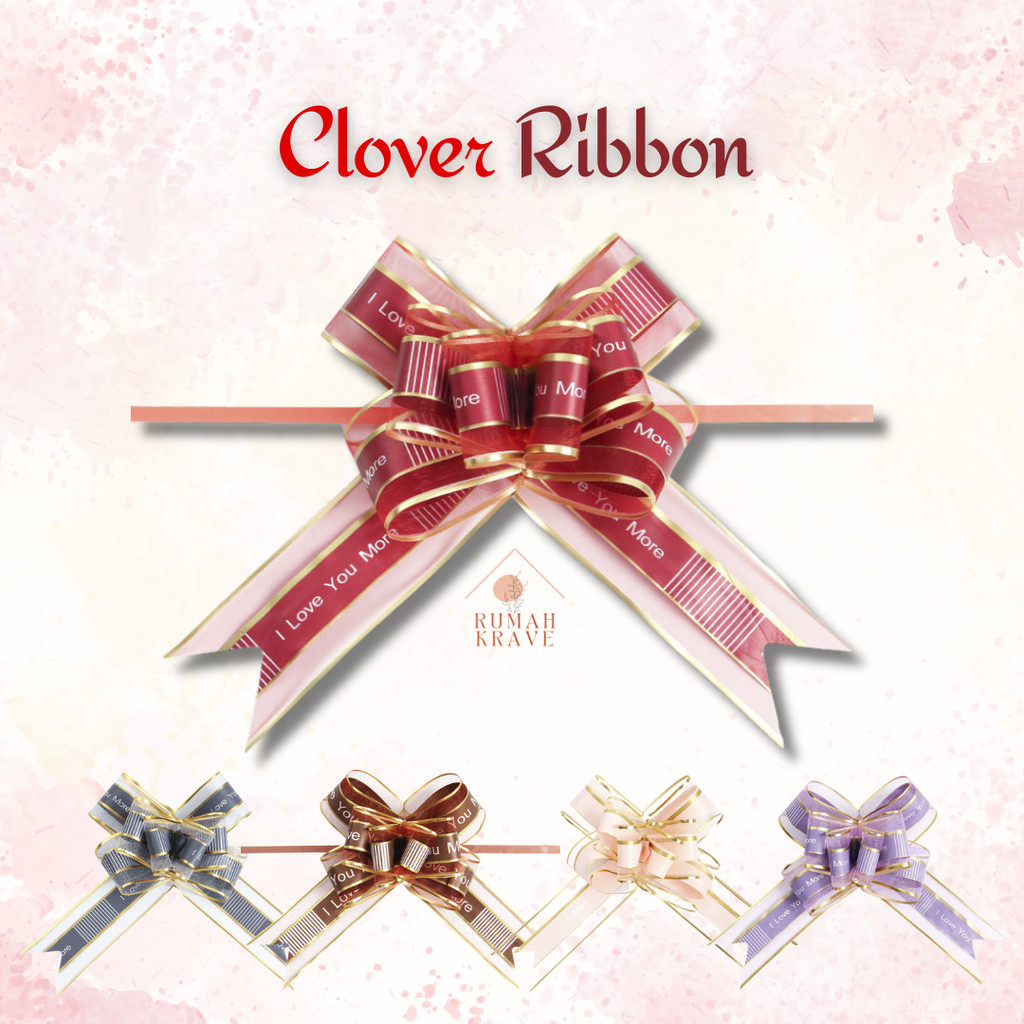 

RUMAH KRAVE - Clover Ribbon Pita Serut List Emas Instan