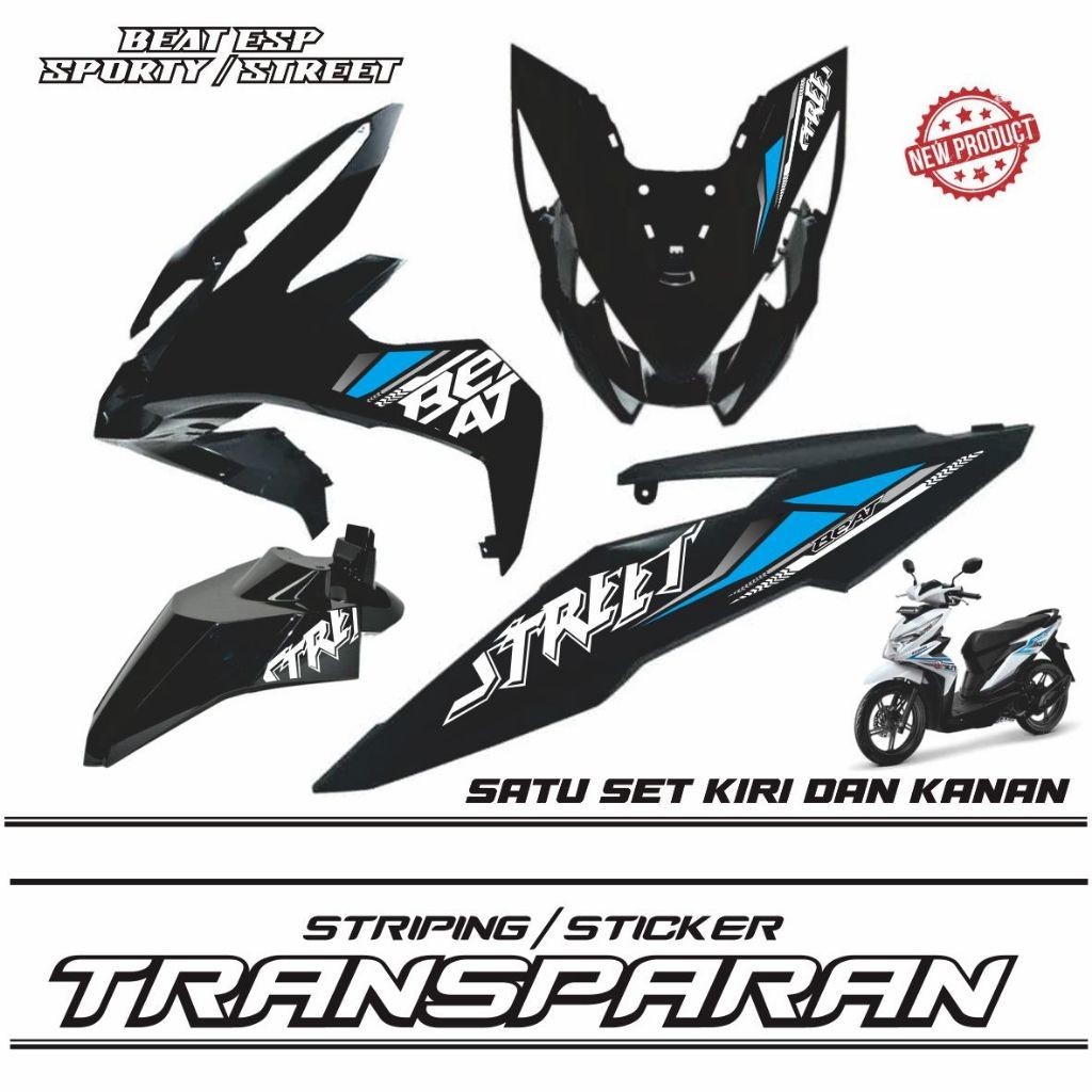 STIKER VARIASI TRANSFARAN STRIPING TRANSPARAN UV BEAT ESP 2016-2019 / STIKER VARIASI TRANSFARAN BEAT