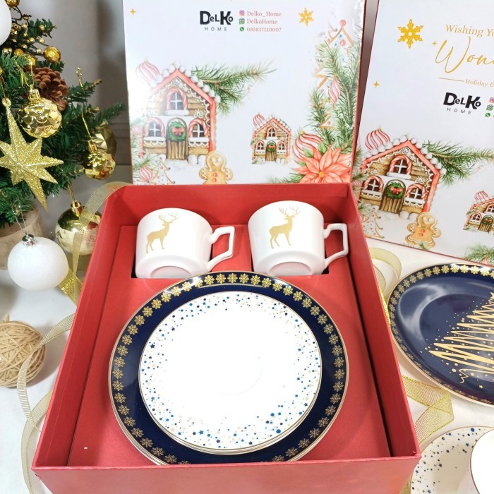 

christmas elegante set 2 / piring natal set cangkir kado xmas hampers