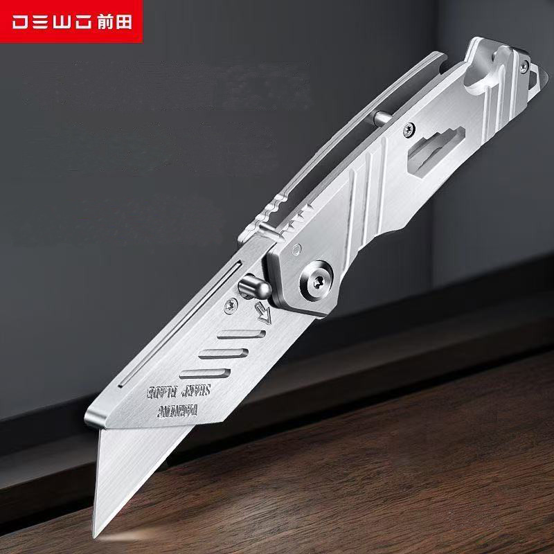 

5 in 1 Multifunctional Fold Utility Knife Metal Stainless Steel Carton Box Cutter Tin Opener Screwdriver Cutting Tool