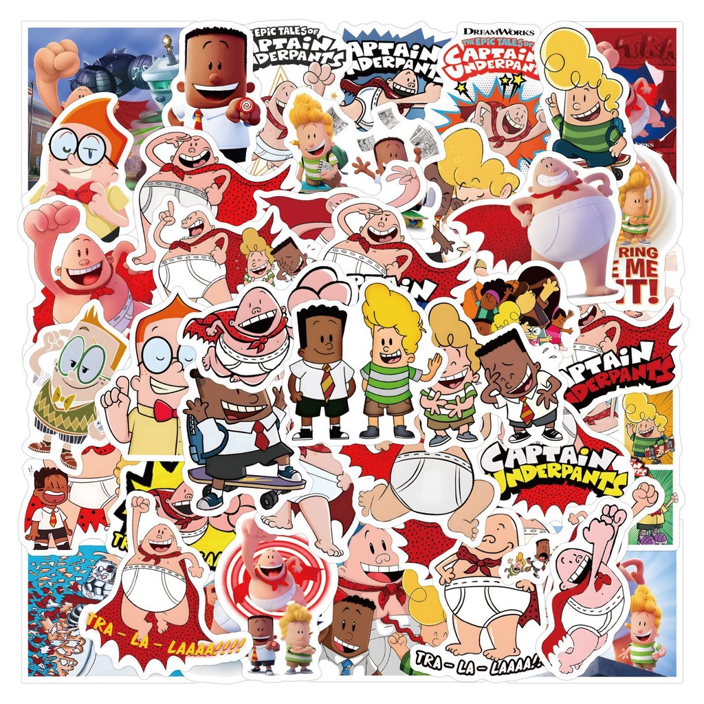 

55pcs Captain Underpants Stickers Laptop Scrapbook Decoration Graffiti Sticker Toy