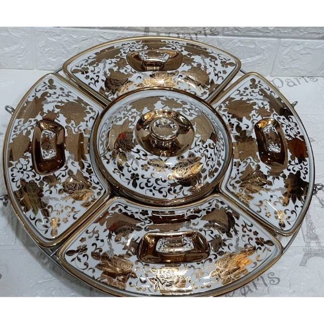 Prasmanan Putar Capodimonte Gold Free Paking Kayu