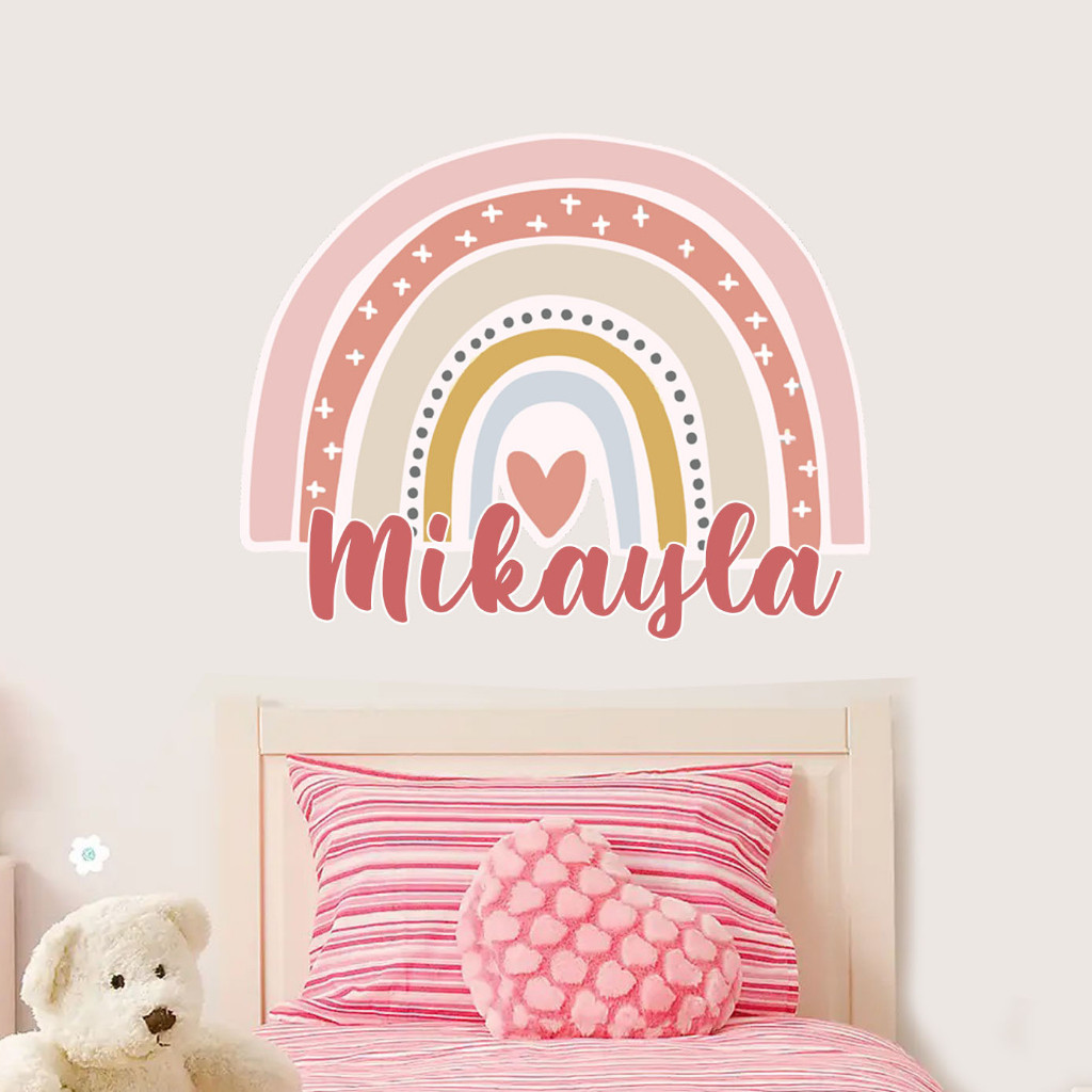 STIKER DINDING KAMAR ANAK BESAR PELANGI CUSTOM NAMA