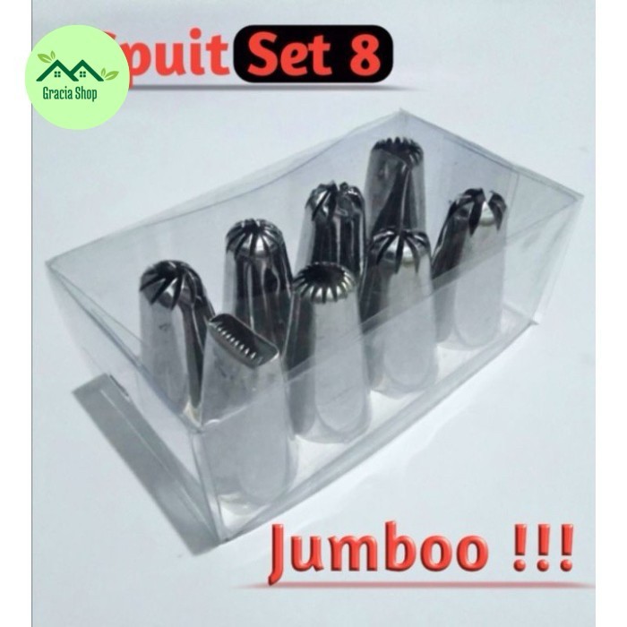 Cetakan Kue Semprit Spuit Jumbo Set 8 pcs / Dekorasi kue Kering / Tart - Kecil 24 pcs