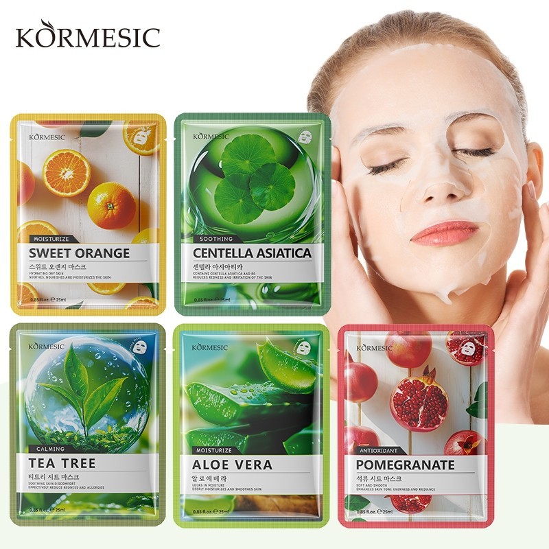 [BPOM] KORMESIC Aloe Vera Sheet Mask / Pomegranate Sheet Mask / Sweet Orange Sheet Mask / Tea Tree S