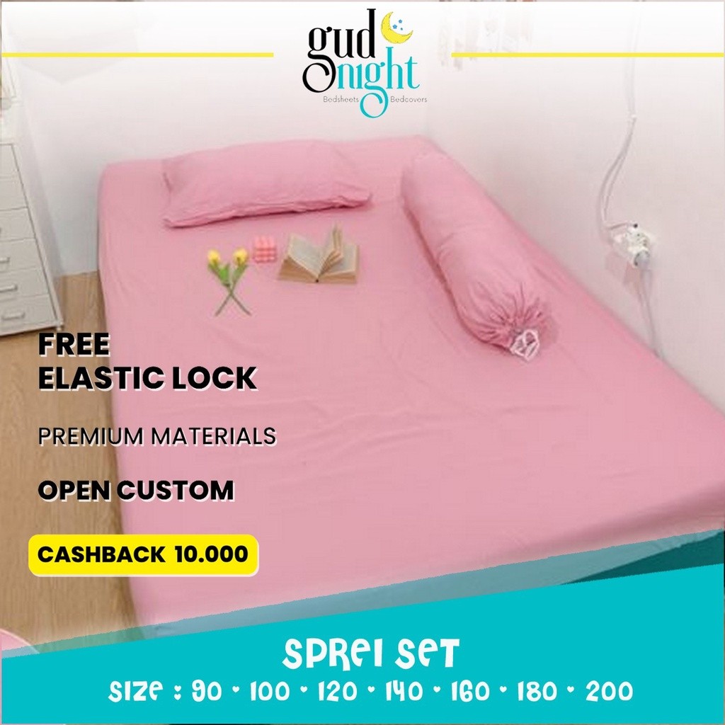 aryaboskushopSPREI SET PINK POLOS UK 90x200 120x200 140x200 160x200 180x200 200x200 | SPREI POLOS PR