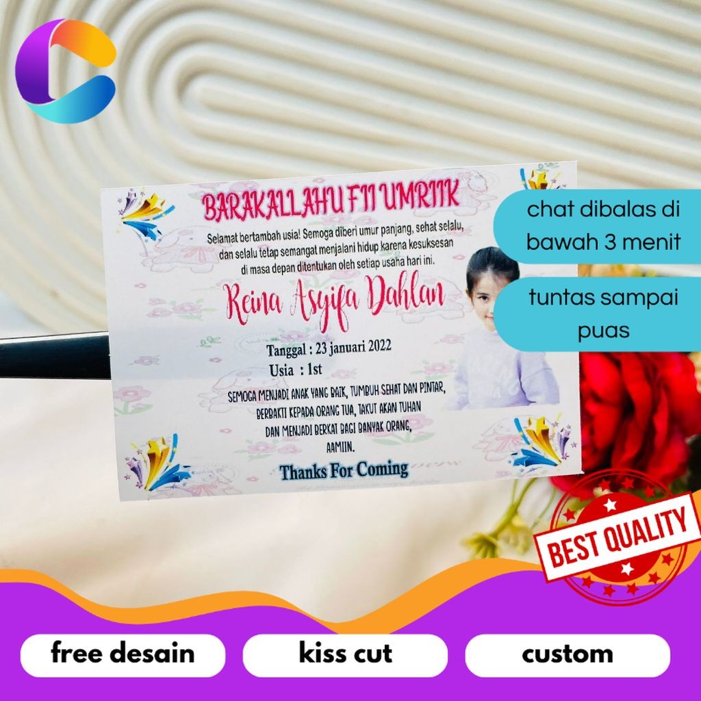 

Cetak INC Sticker Label Hampers Ulang Tahun Persegi Stiker Undangan Birthday Ultah Anak Print Custom