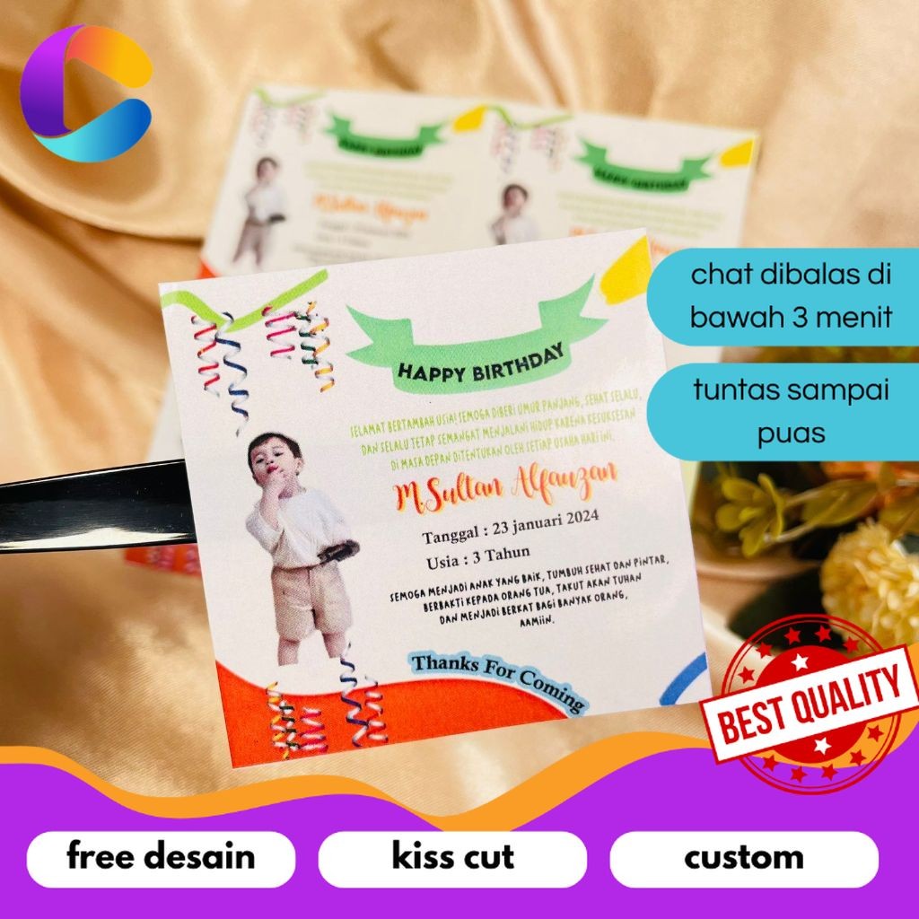 

Cetak INC Print Stiker Ultah Anak Ulang Tahun Label Bentuk Kotak Sticker Ulang Taun Balita Uk.Kecil