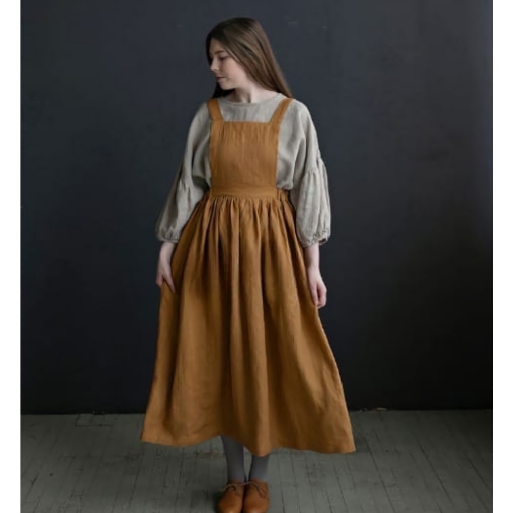 Pinafore Apron/Apron Dress/Celemek Korea/Celemek Jepang/Apron Korea/Celemek Masak/Celemek Linen/Apro