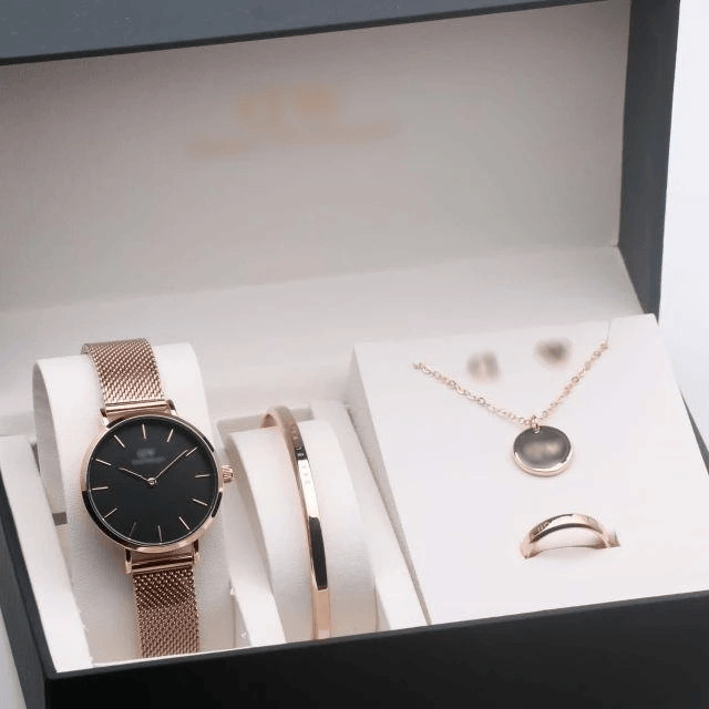 JAM TANGAN WANITA DW RANTAI PASIR PETITE TALI STAINLESS PAKET 1 SET FREE BOX ORIGINAL & PAPER BAG DI