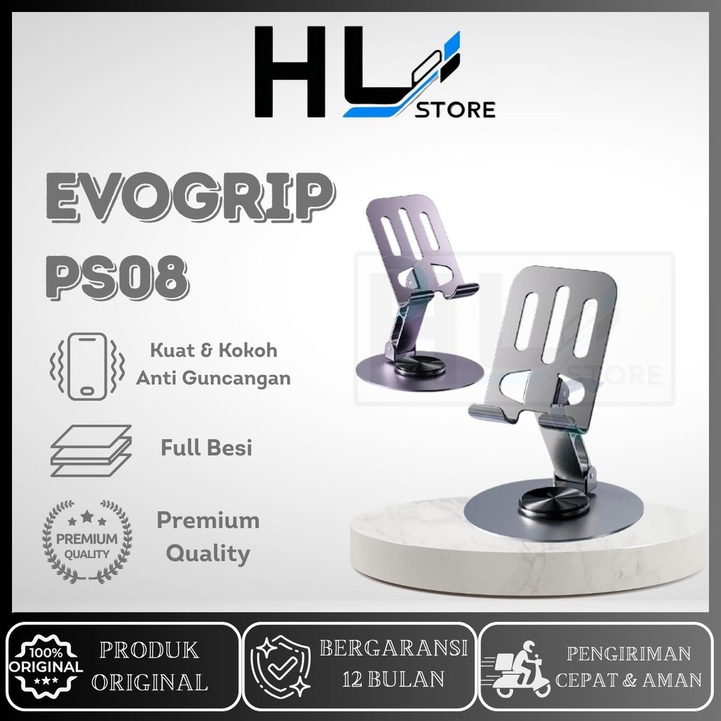 evogrip PS08 Holder HP Meja Full Besi EA32  Rotasi 360 Derajat Universal Phone Stand Bahan Alloy Dud