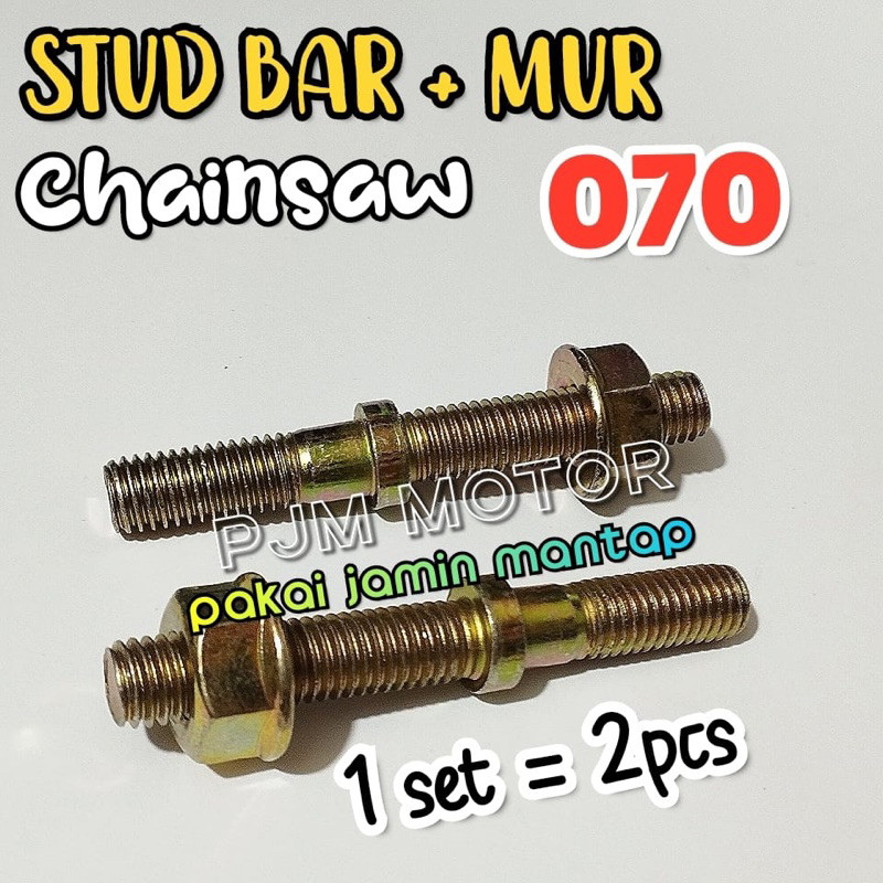 

070 Stud plus nut bar Baut dan mur parangan mesin chainsaw senso sinso besar 070 Harga 2set amplas