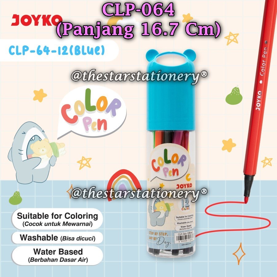 

(1 Tube Isi 12 Warna) GROSIR Color Pen JOYKO CLP-064-12 / Color Pen Pulpen Pena Warna Joyko CLP-064