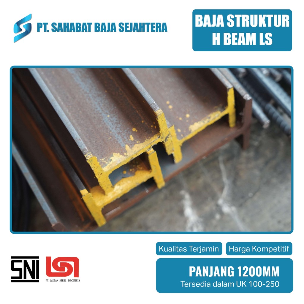 H-Beam - Besi Kanal H - Besi Baja H-Beam 12 Meter Lautan Steel (LS)