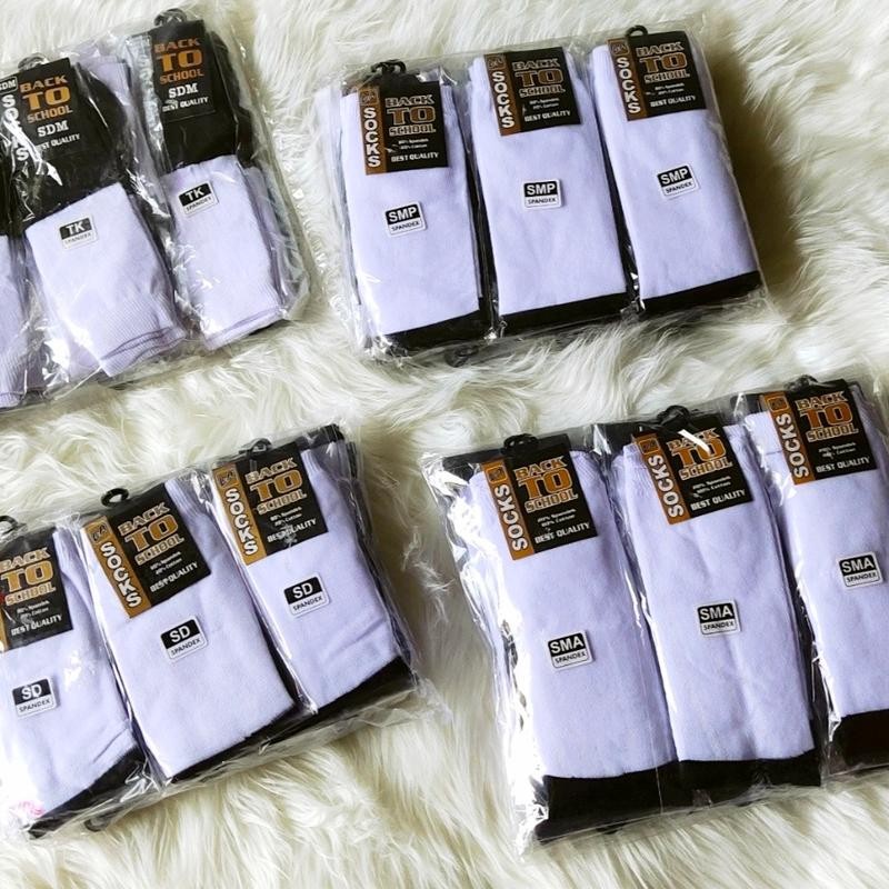 

12 Pasang Kaos kaki sekolah Hitam Putih SD, SMP, SMA / kaos kaki anak sekolah / Fashion kaos kaki Sekolah Lembut