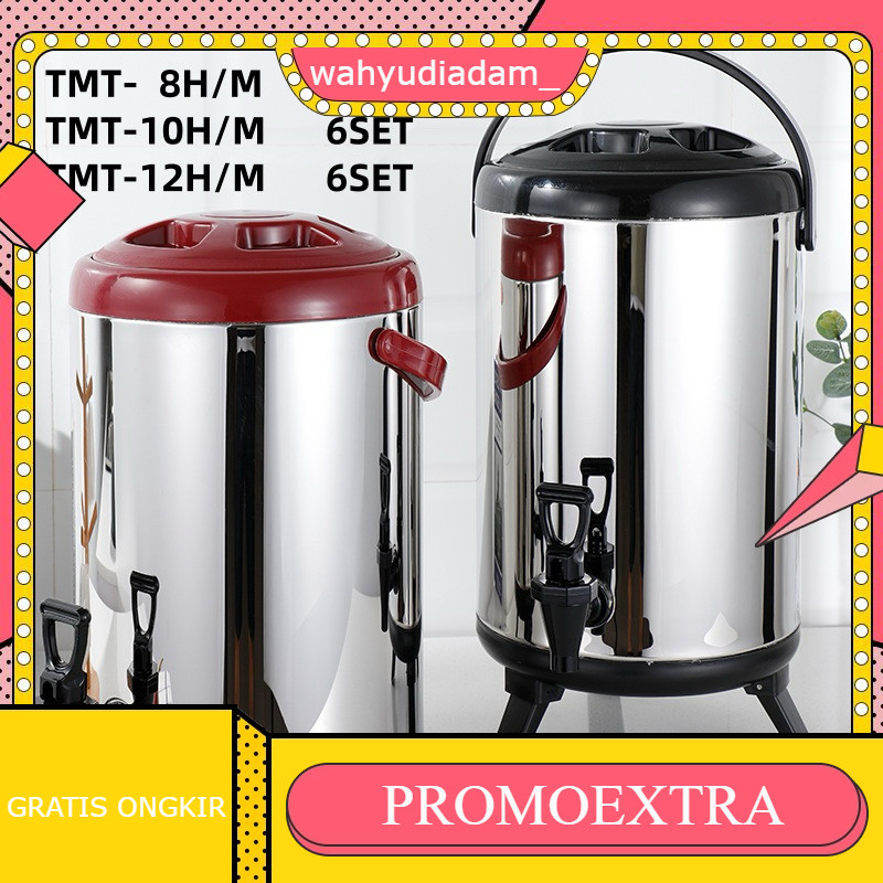 termos dispenser air panas dingin 12 liter / water jug stainless milk tea bucket / DRINK JAR 8 liter