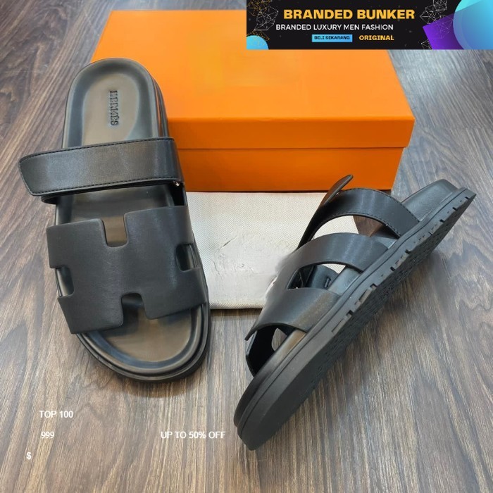 SANDAL PRIA SLIP-ON BAHAN KULIT IMPORT / SANDAL CASUAL PRIA BRANDED HIGH QUALITY / SENDAL PRIA BRAND