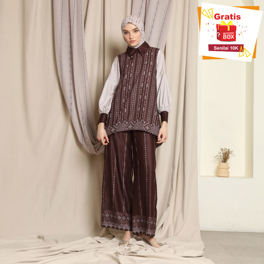 Baju Atasan Wanita Blouse Tunik Batik Mix Modern Etnik Kondangan Pesta Kerja Kantor Premium