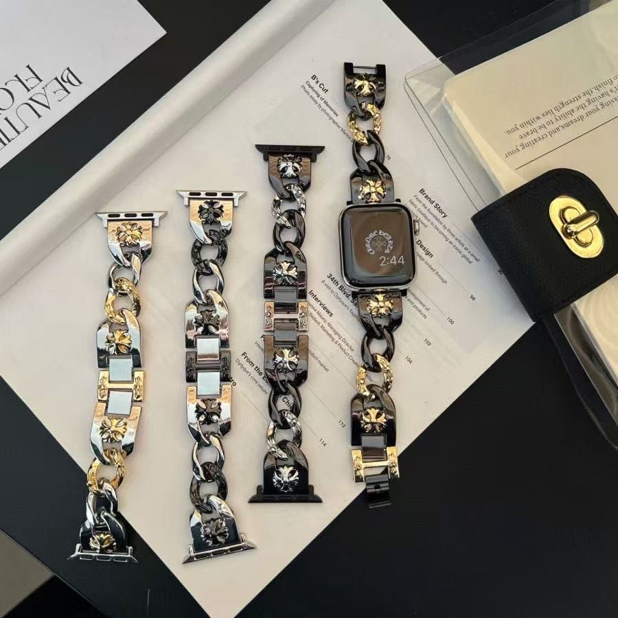 Hot Ins Luxury Chrome Hearts Metal Fashion Women's Stylish Watch Straps Bracelet Strap for Apple Wat