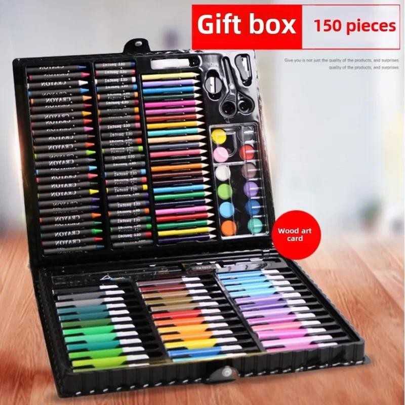 

Back-to-school season 150 watercolor pens for children student Painting set Gift box Art supplies Plastic holiday brushes
