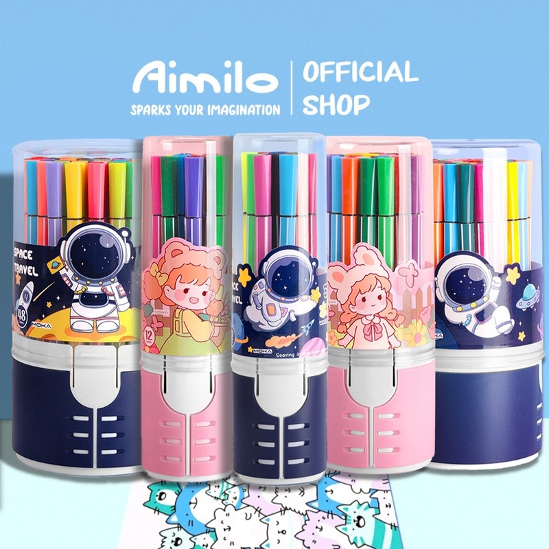 

6.6 Aimilo Spidol Warna Warni 1 Set Hexagonal Watercolor Marker Pen 12/24 Warna