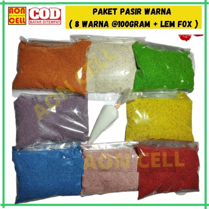 

[AS] Paket Pasir Warna 8 warna plus lem warna terang cerah praktis