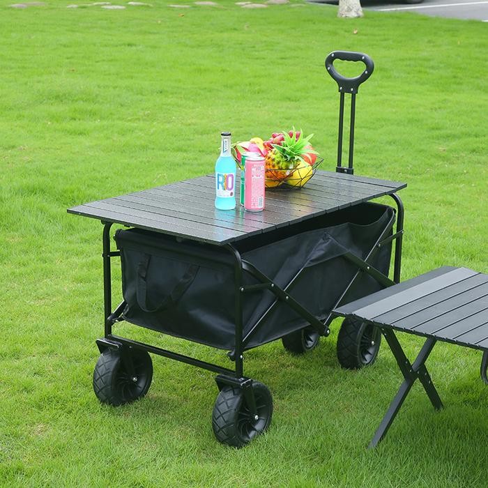 Troli Barang Lipat Serbaguna 6.7 Inch dengan Meja – VLTX Camping Cart Portable Kapasitas 150 kg, Rod