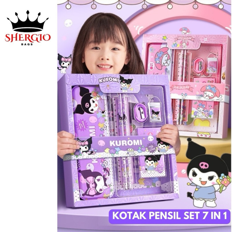 

6.6 Kotak Pensil Anak Set 7 In 1 Stationery Hadiah Anak Student Set Alat Tulis Sekolah Karakter Cewek